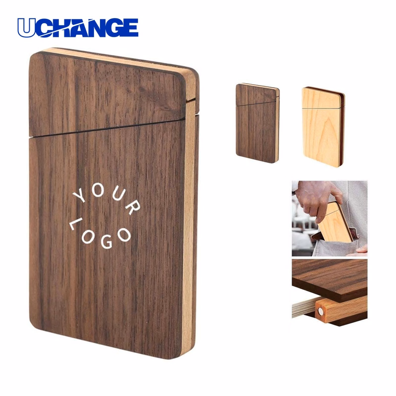 Walnut Wood Business Card Holder Stand Magnetic Closure