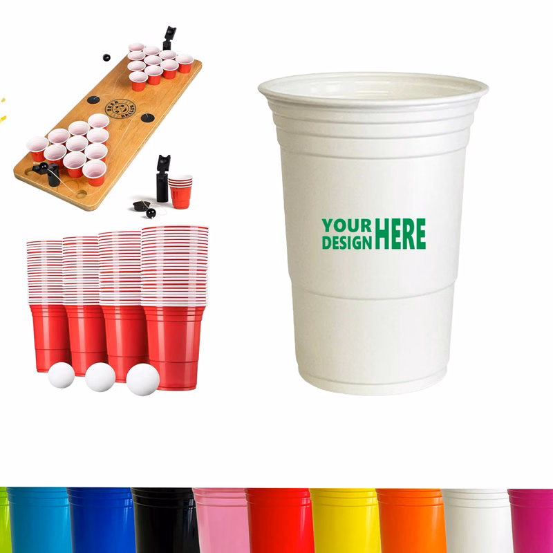 Custom Logo 16oz Disposable Plastic Beer Pong Red Party Cups