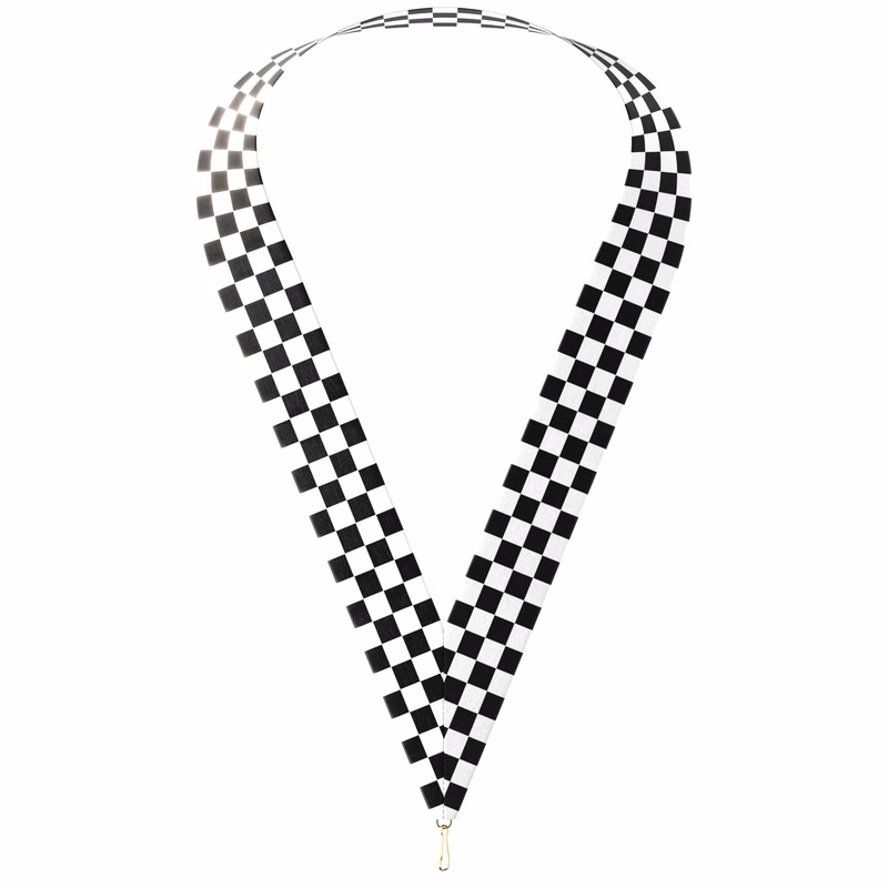 1-1/2" x 34" Sublimated Checkered Neckband w/ Quick Clip