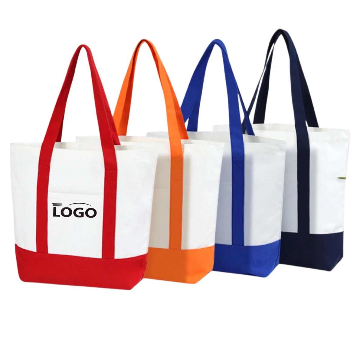 Color Block Canvas Tote, custom tote bag with logo imprint 1