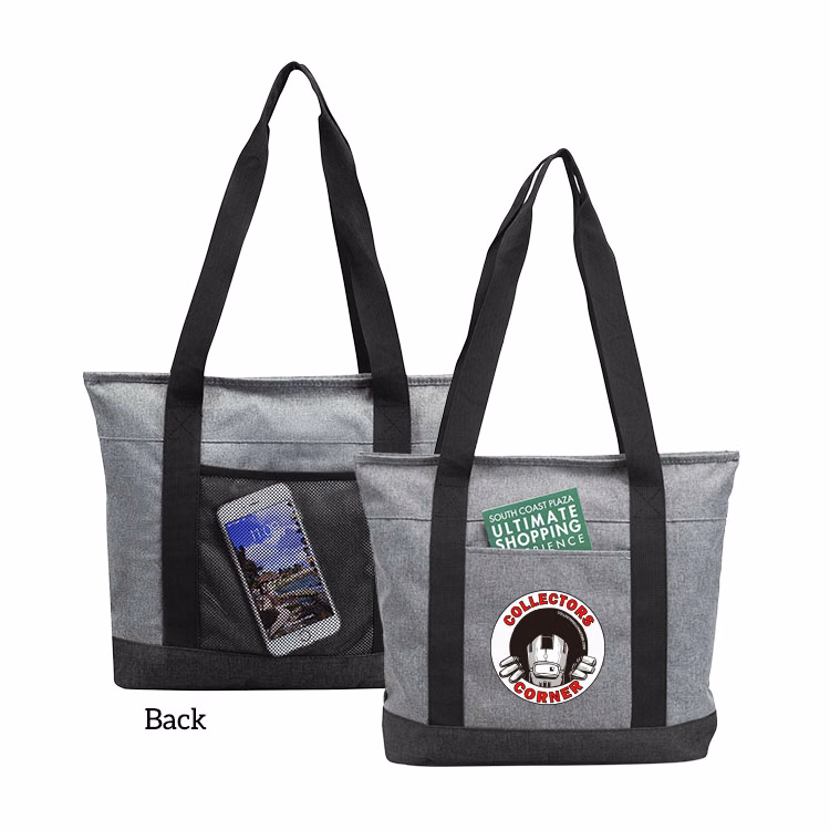 300D polyester Heather Zippered Tote Bag