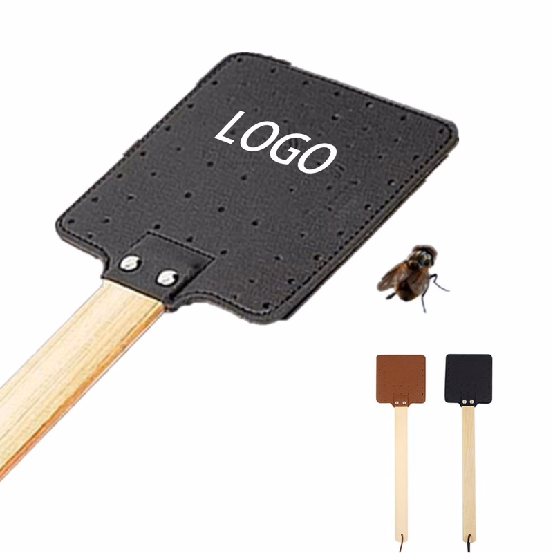 Leather Fly Swatter Mosquito Swatter With Wooden Handle