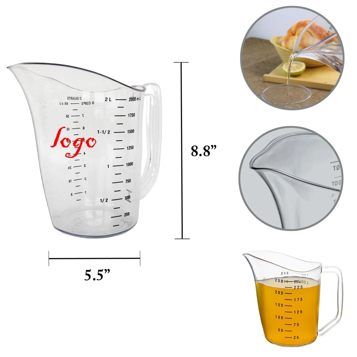MOQ12 2qt 68oz PC Baking Measuring Cup 1