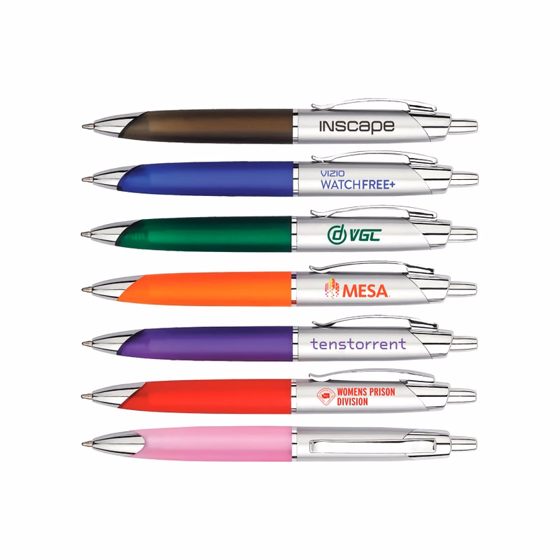Union Printed - Color Wave Click Ballpoint Pen with 1-Color Logo
