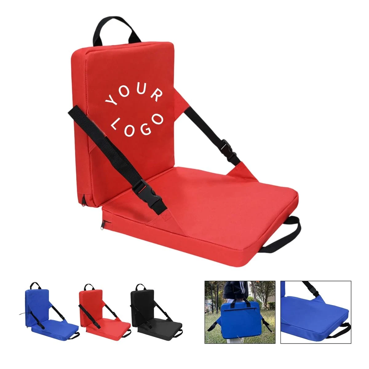 Foam Stadium Seat Pad with Buckle and Handle 1