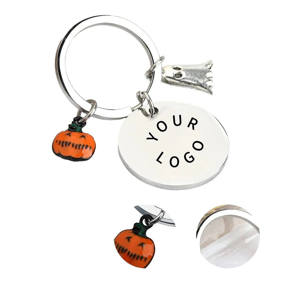 Halloween Pumpkin and Ghost Charm Keychain 1