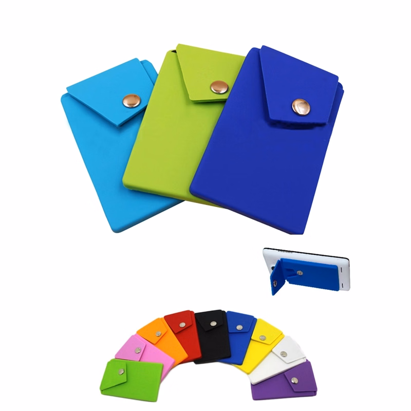 Silicone Phone Wallet Holder With Button Pocket