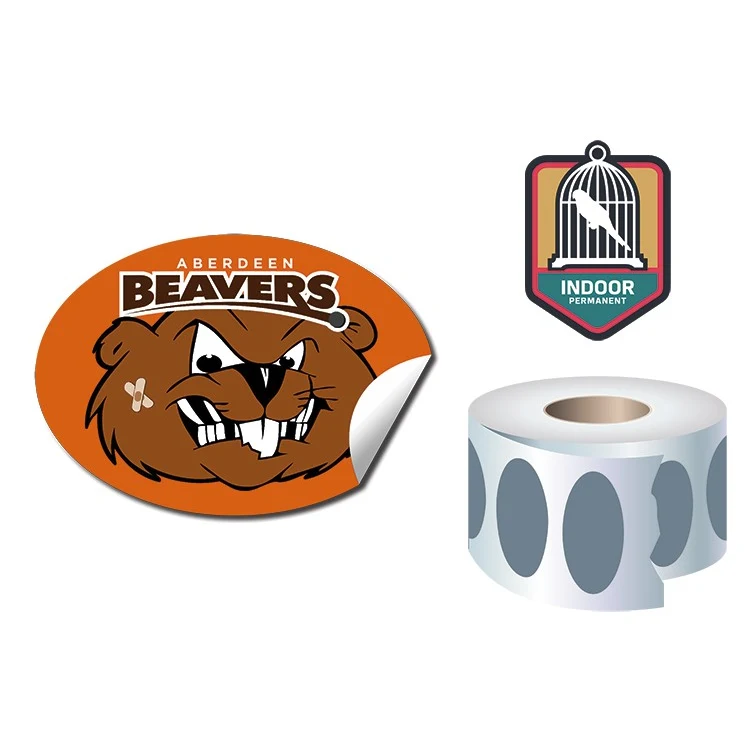 Roll Stickers / Decal - Indoor Permanent - 4.25x3 Oval Shape 1