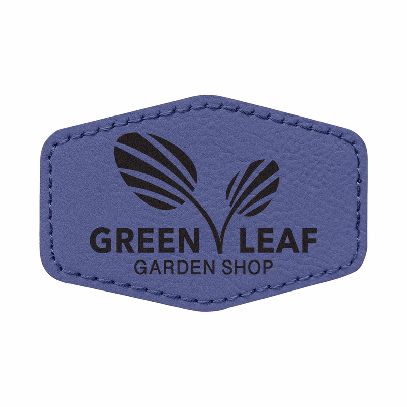 3" x 2" Purple Leatherette Hexagonal Patch with Adhesive
