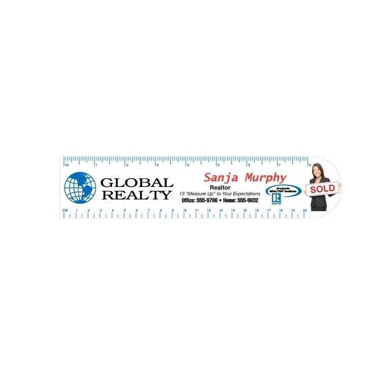 Plastic 8" Ruler with Round End (Full Color) 1