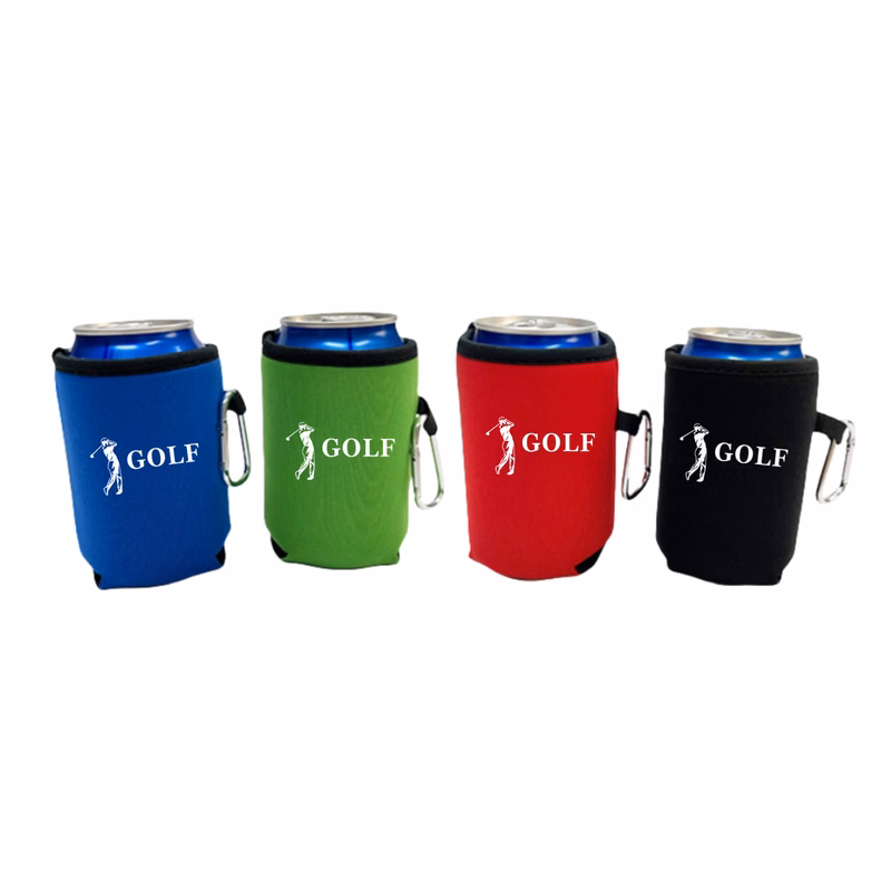 Collapsible Neoprene Can Coolie with Carabiners