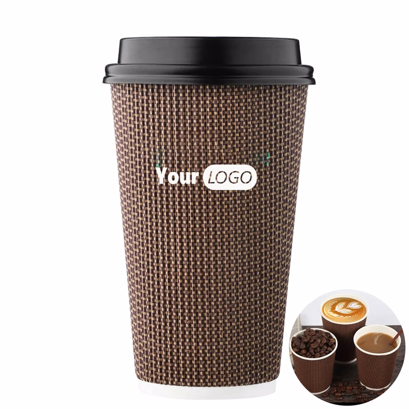 Disposable Double-Wall Paper Drinks Cup With Lids
