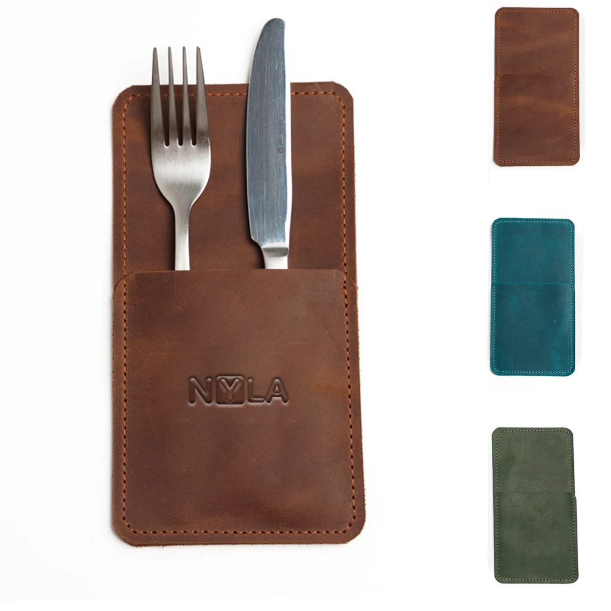 Custom Personalized Leather Cutlery Organizer,Utensil Holder 1