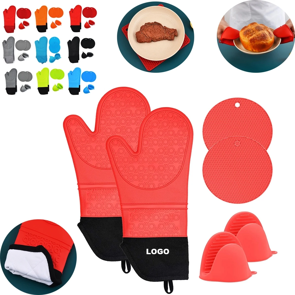 Silicone Oven Mitts And Pot Holders Set 1