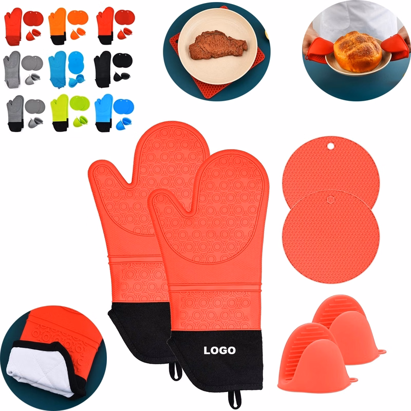 Silicone Oven Mitts And Pot Holders Set