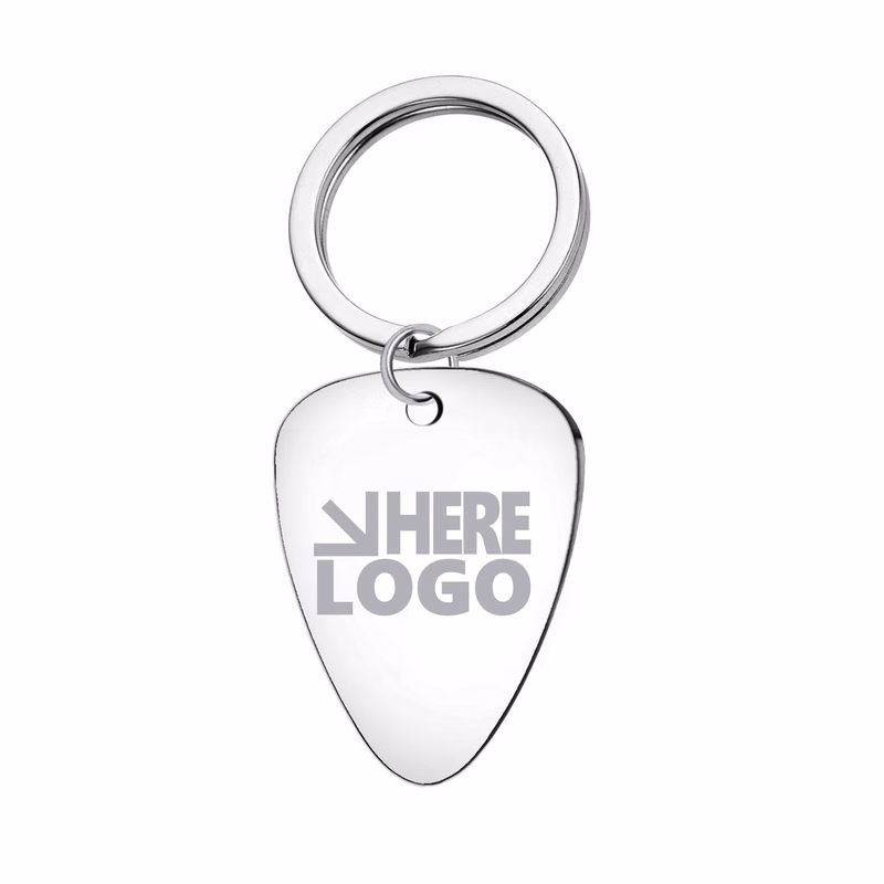 MOQ 20 Stainless Steel Guitar Pick Keychain