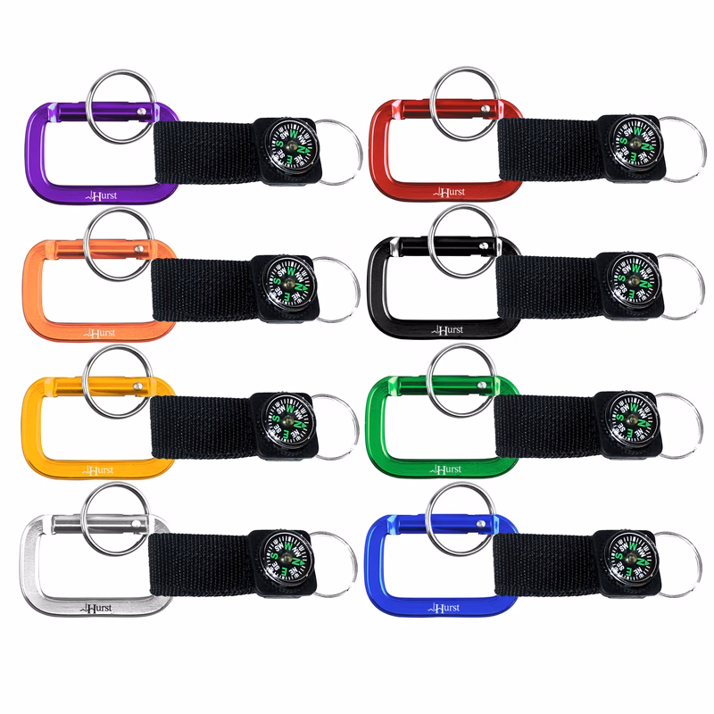 Square Shaped Carabiner with Strap and Compass