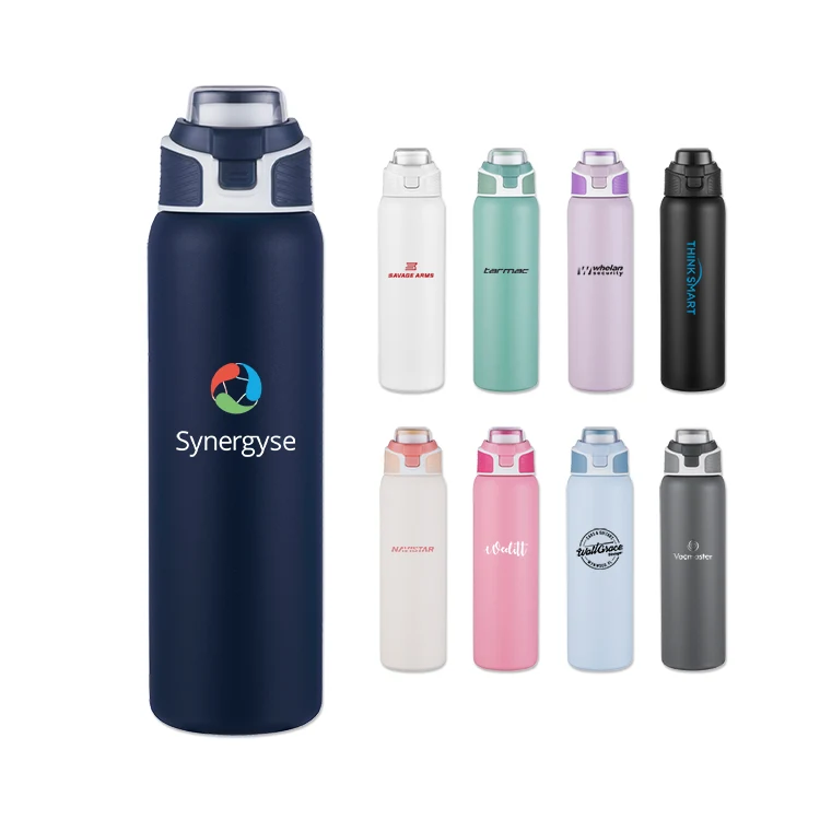 28 Oz Stainless Steel Vacuum Bottle with Easy Carry Handle Lid, custom water bottle with logo imprint 1