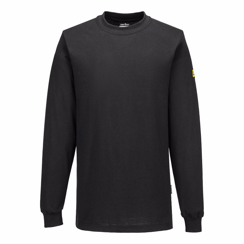 PORTWEST® Carbon Fiber Woven Antistatic ESD T-Shirt L/S w/ Anti-Scratch Design
