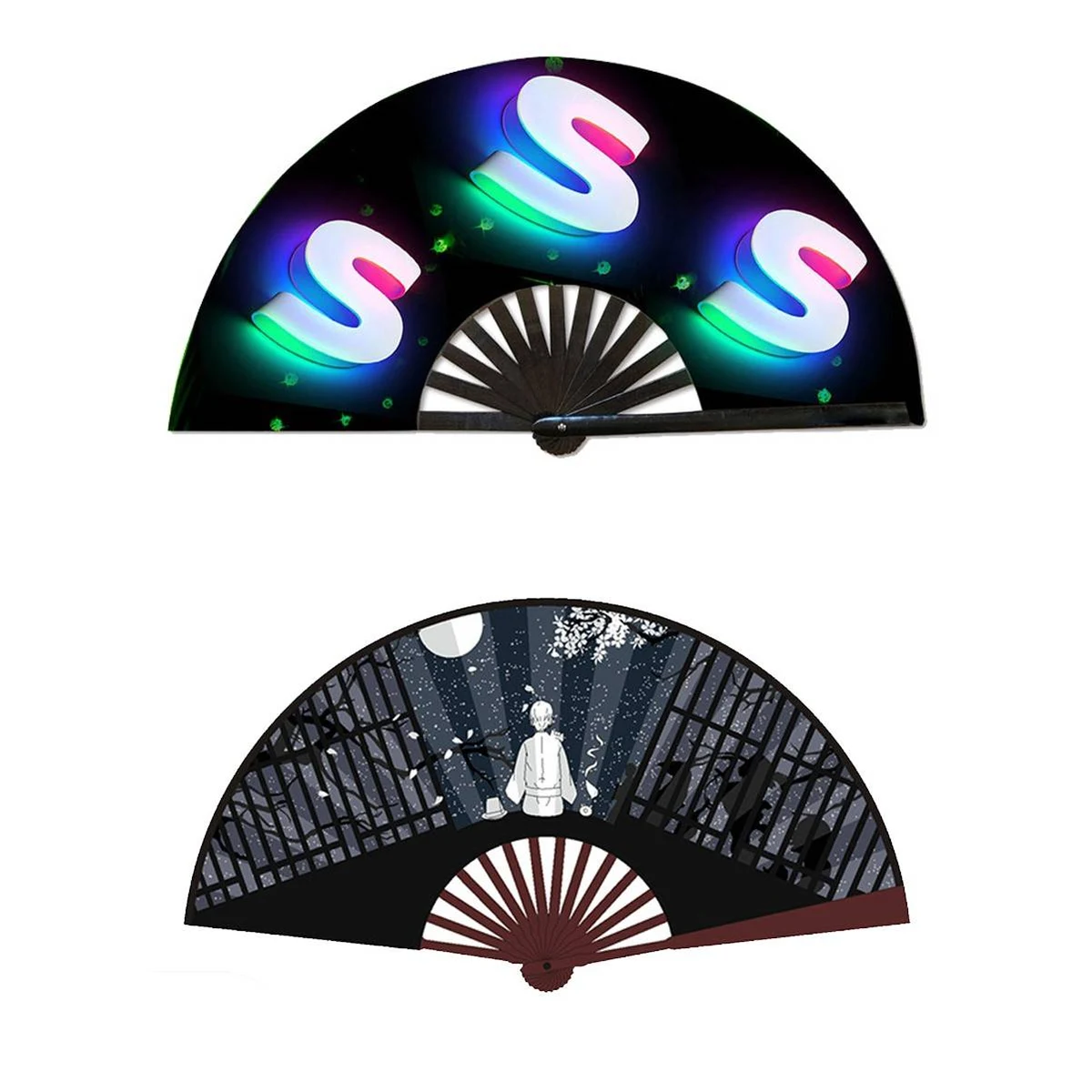 Folding Fabric Bamboo Hand Fan 1