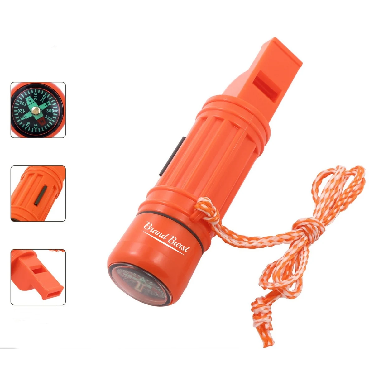 5-in-1 Orange Survival Compass With Whistle 1