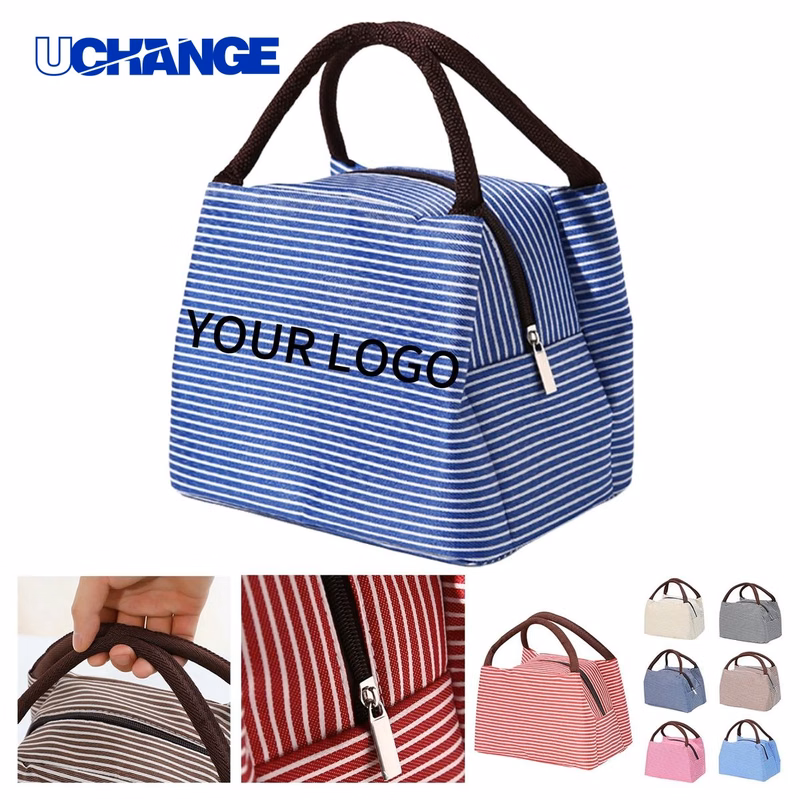 Striped Insulated Lunch Tote Cooler