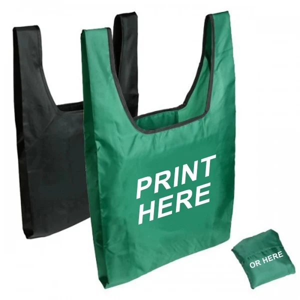 Polyester Grocery Folded Tote Bag, custom tote bag with logo imprint 1