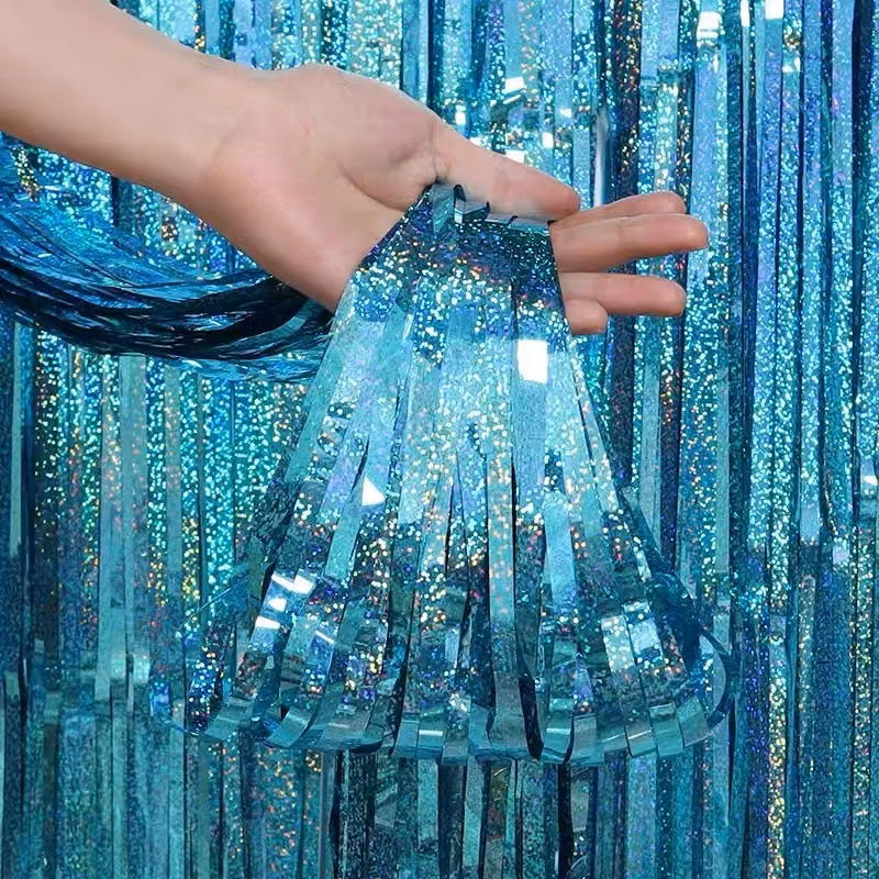 Party Backdrop Christmas Decorations Foil Fringe Backdrop Curtains
