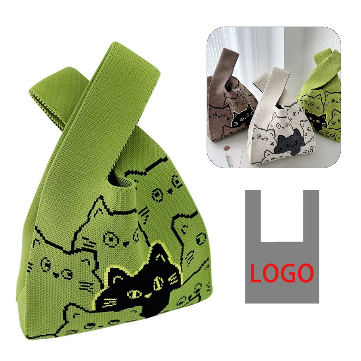 Knitted Jacquard Tote Bag, custom tote bag with logo imprint 1