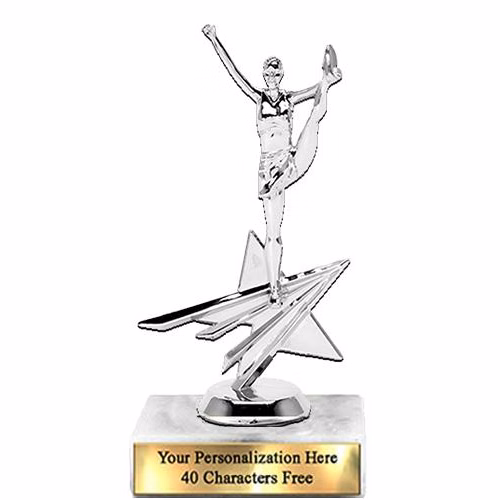 Trophy: 7", 2x3 white marble base, All Star Cheer