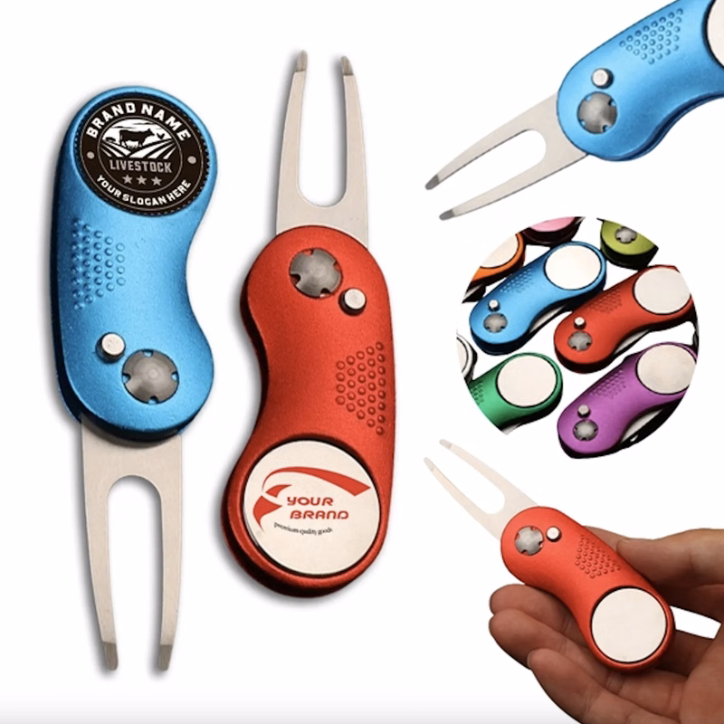 Custom Foldable Metal Golf Divot Repair Tool
