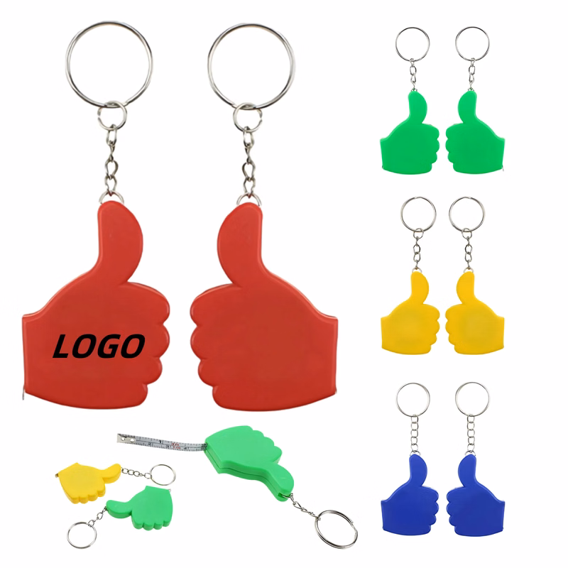 Multicolor Thumbs Up Tape Measure Keychain