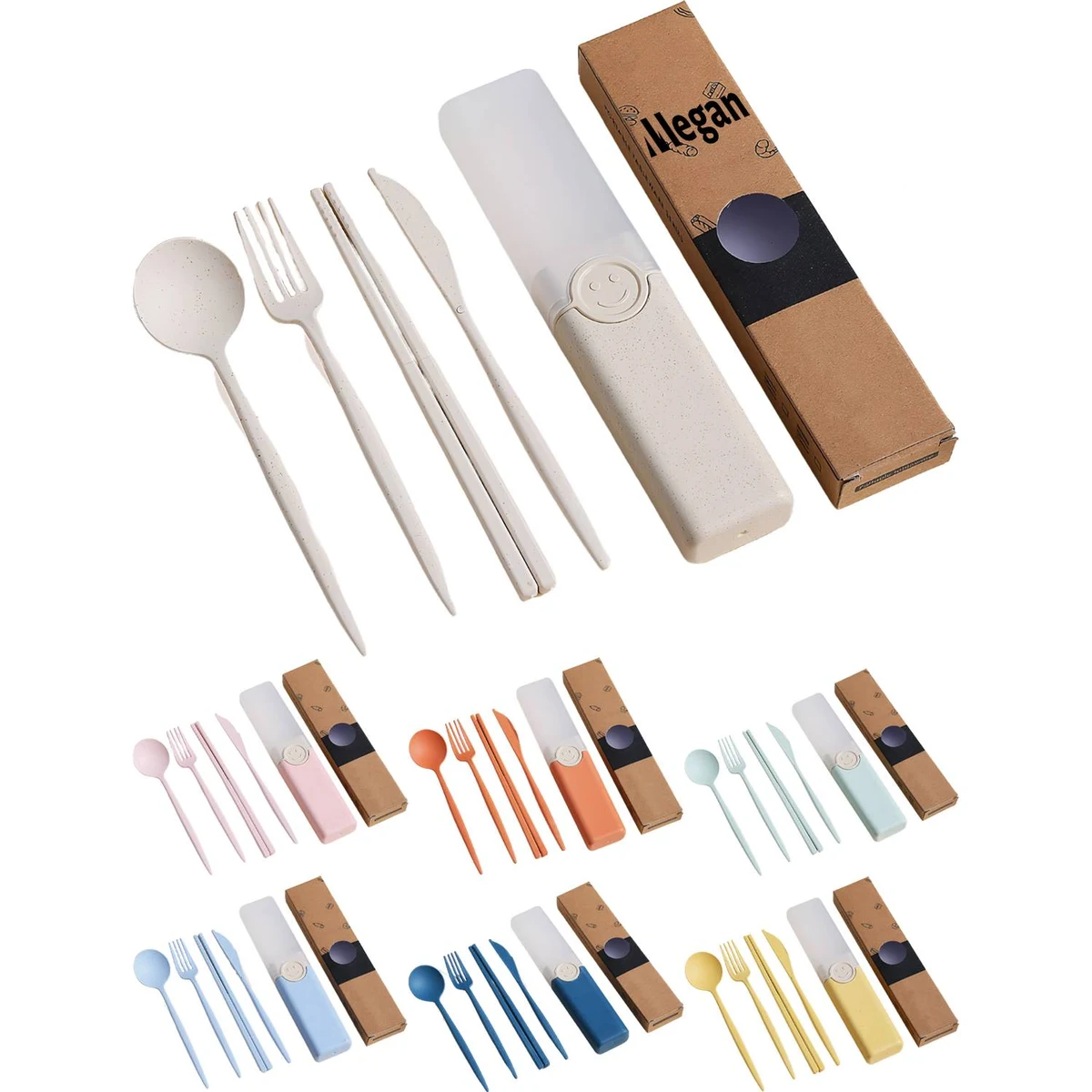 4PCS Wheat Straw Reusable Utensil Set 1