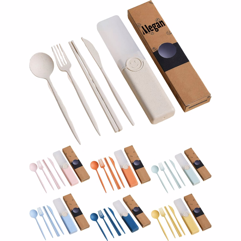 4PCS Wheat Straw Reusable Utensil Set