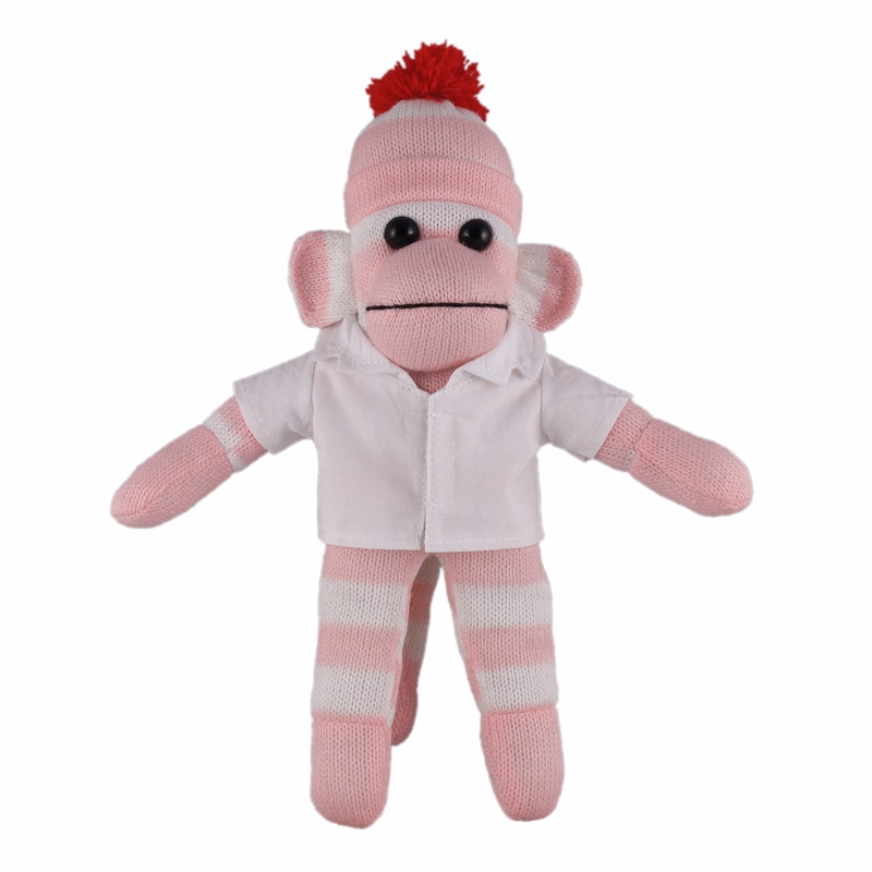 Pink Sock Monkey (Plush) in doctor's jacket.