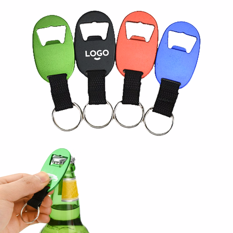 Portable Oval Bottle Opener Keychain with Lanyard