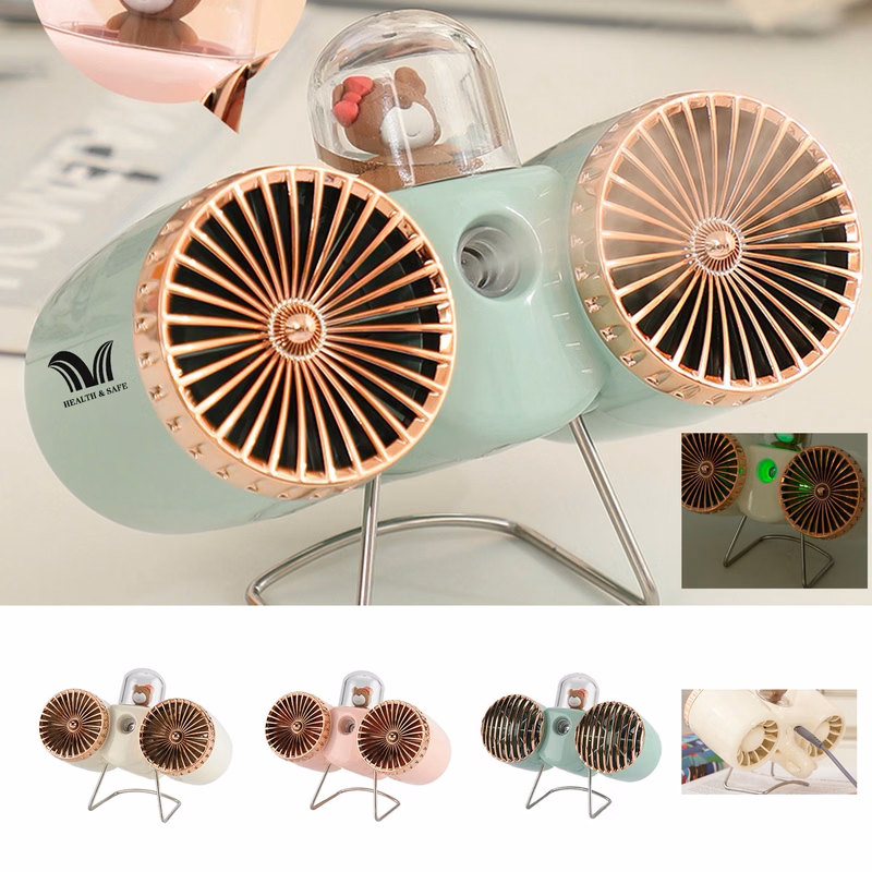 Usb Double-Blade Spray Desk Fan Portable Smart