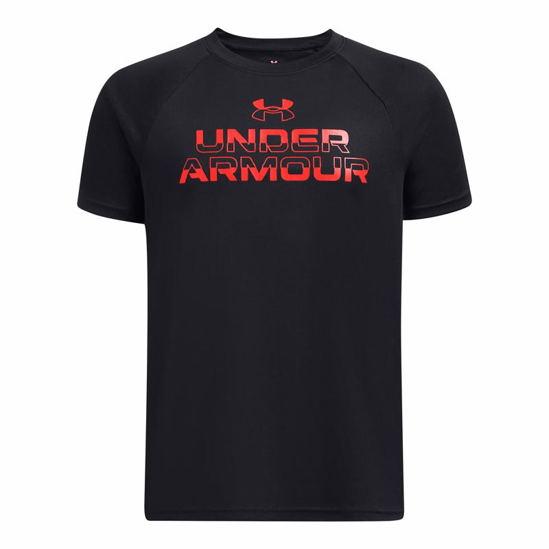 UA Tech Split Wordmark Boys' Short Sleeve
