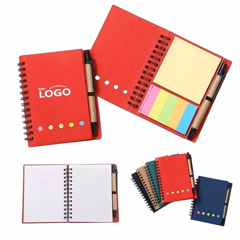 Kraft Spiral Notebook Adhesive Reminder Paper Writing Kit