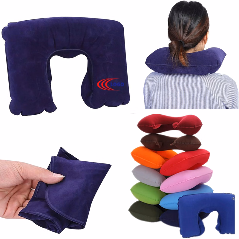 U-Shaped Flocked Fabric Inflatable Pillow