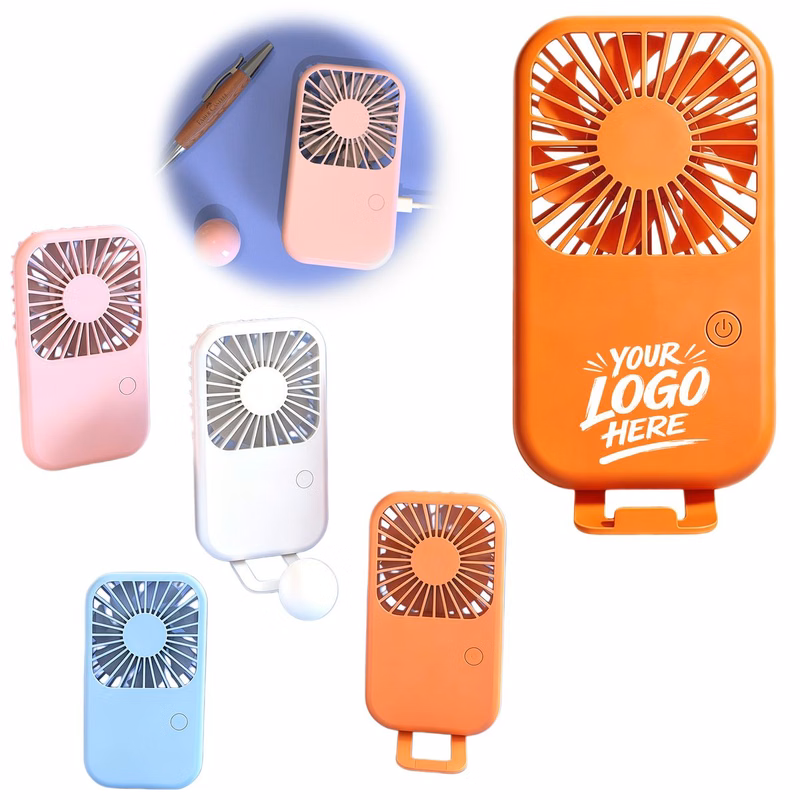 MOQ 20 PCS USB Rechargeable Pocket Fan With Stand