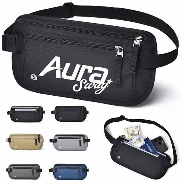 Custom RFID Blocking Travel Waist Pouch with Hidden Compartments — Theft Protection