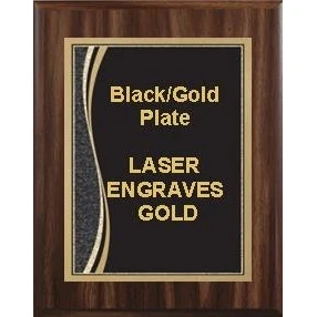 9" x 12" Walnut Finish Plaque with a Black Marble Patina Plate 1