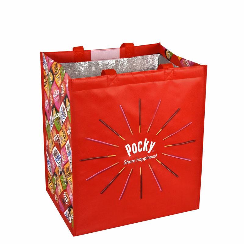 Laminated Woven Insulated Grocery Cooler Bag w/Velcro Closure13"x15"x10"