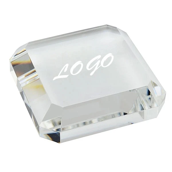 Square Beveled Clear Crystal Paperweight 1