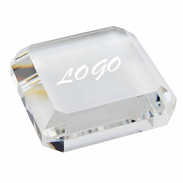 Square Beveled Clear Crystal Paperweight