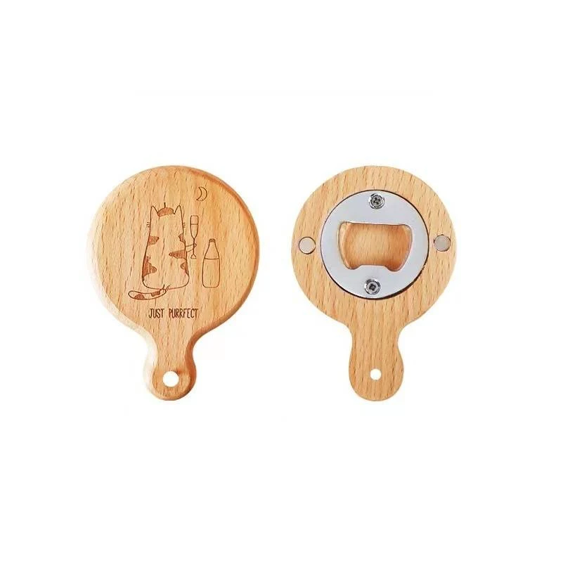 Creative Wooden Bottle Opener With Handle Coaster 1