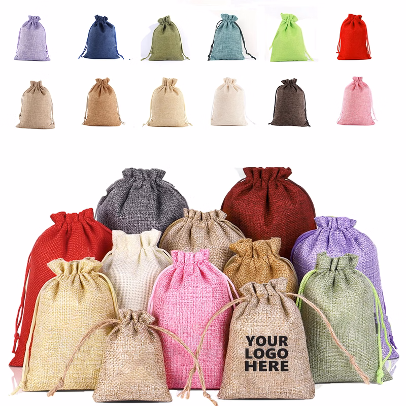 Linen Bunched Holiday Retail Gift Bag