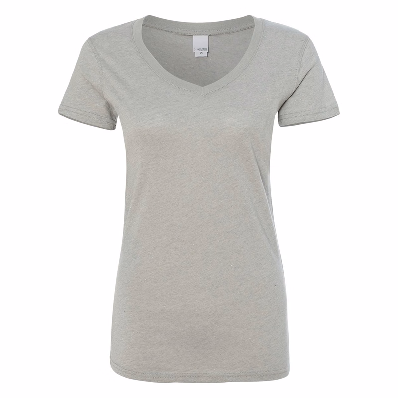 Women's Glitter V-Neck T-Shirt - 8136