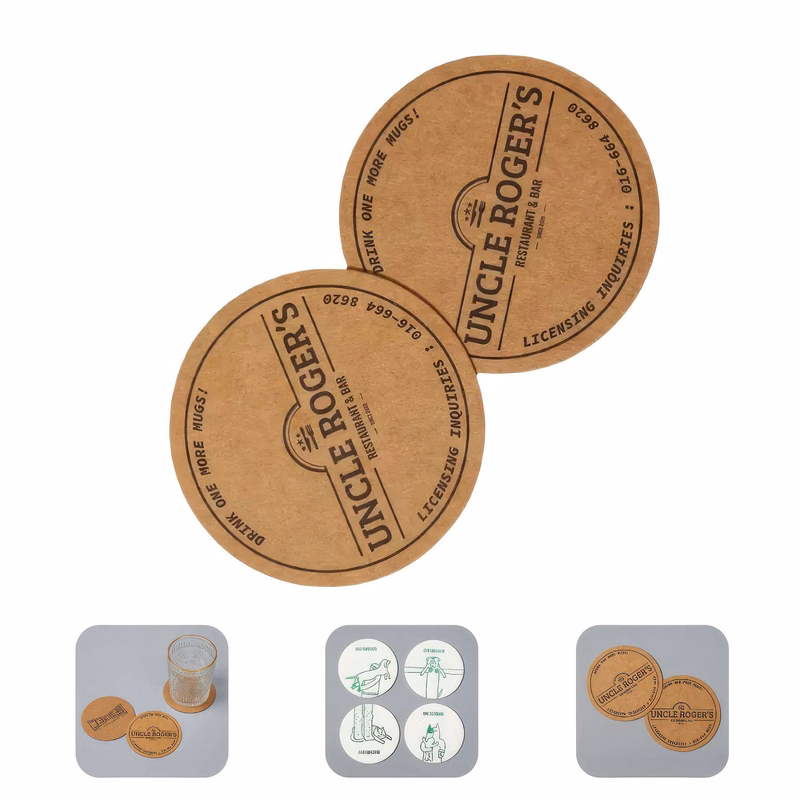 Disposable Kraft Paper Coaster For Hotel Cafe Bars